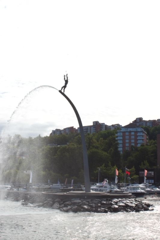 Sculpture Fountain Arc Over Waterfront