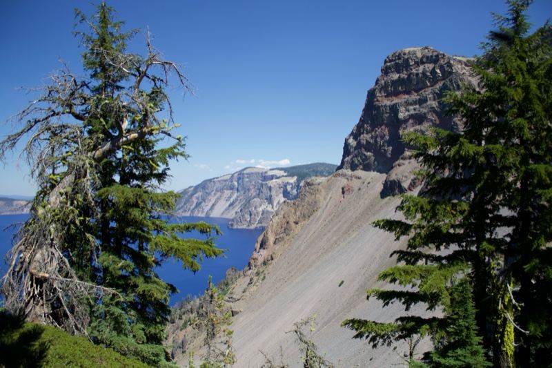Crater Lake Rim View with Pine Trees