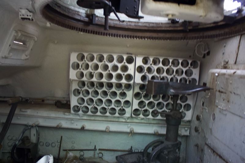 Tank turret interior ammunition rack