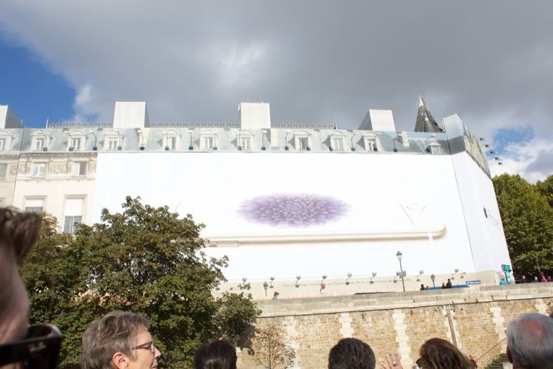 Building facade art installation Paris