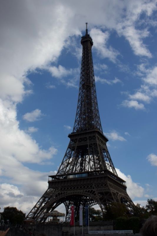 Eiffel Tower Under Partly Cloudy Sky