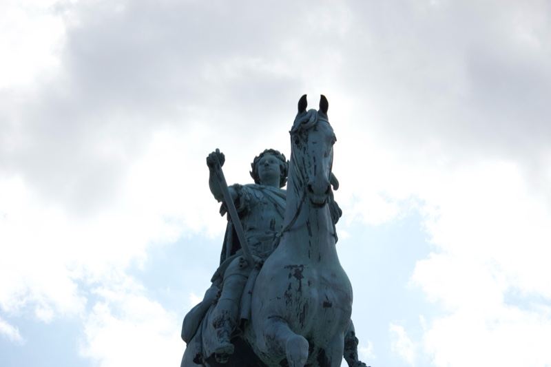Equestrian Bronze Statue Against Cloudy Sky