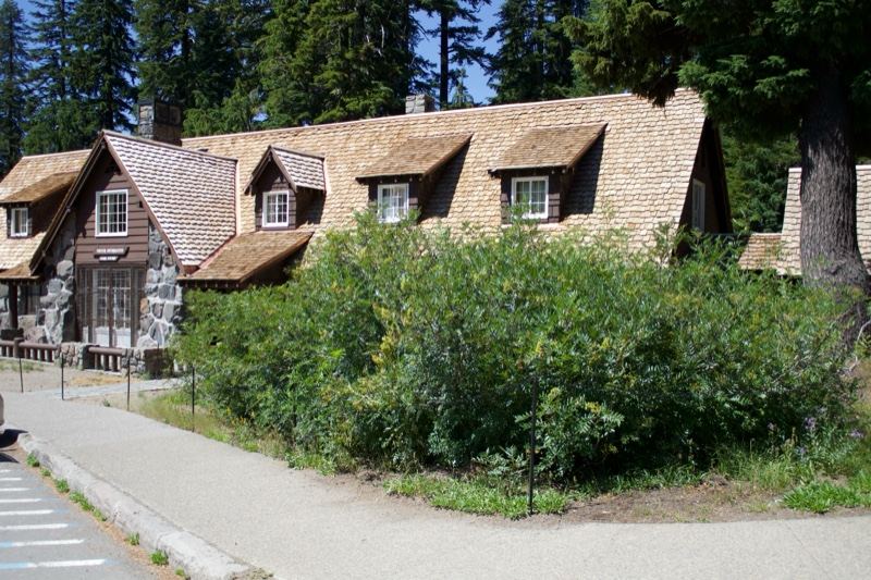 Rustic lodge among trees