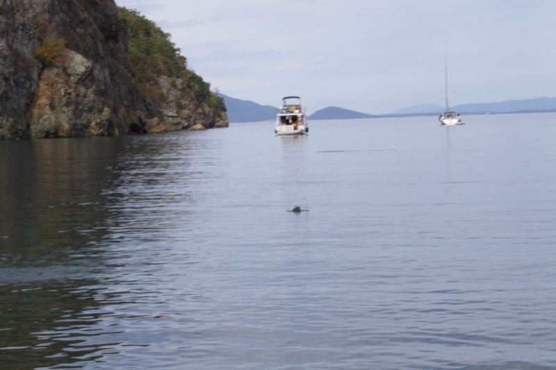 Calm Lake with Boats and Cliff