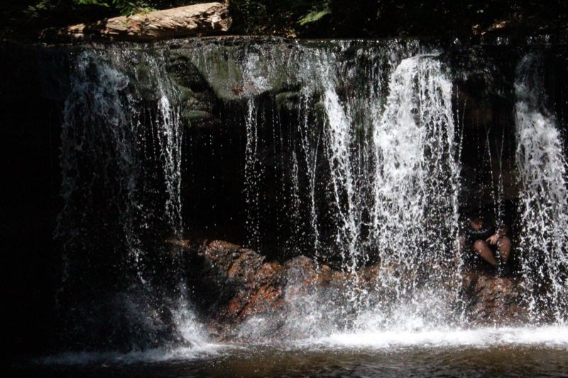 Small waterfall cascading over rock