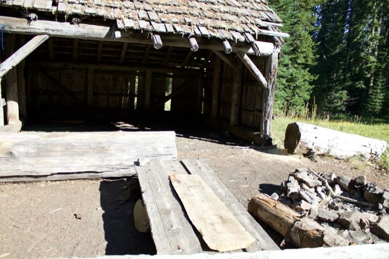 Rustic Wooden Shelter In Forest