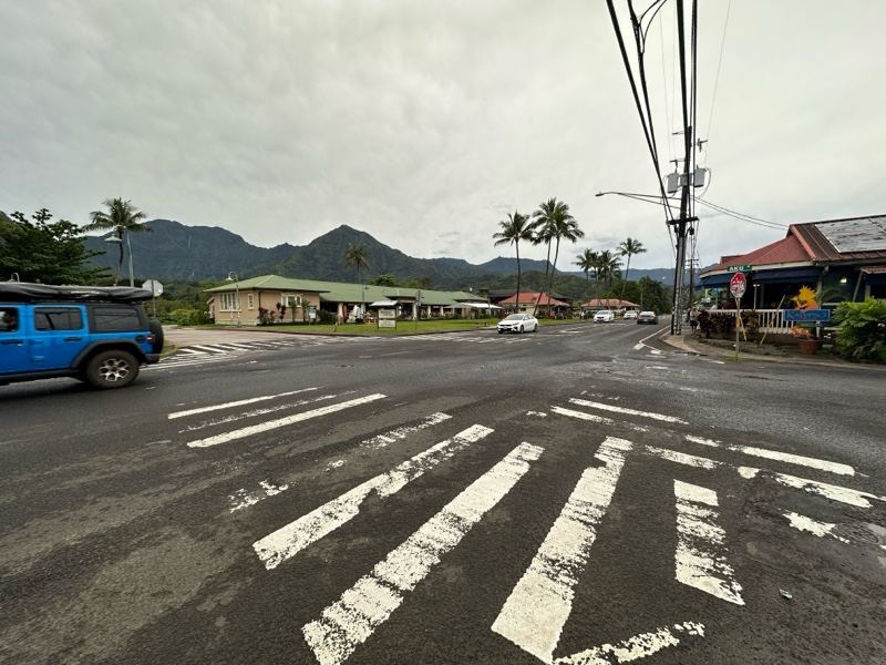 Rural Road Crosswalk With Mountains