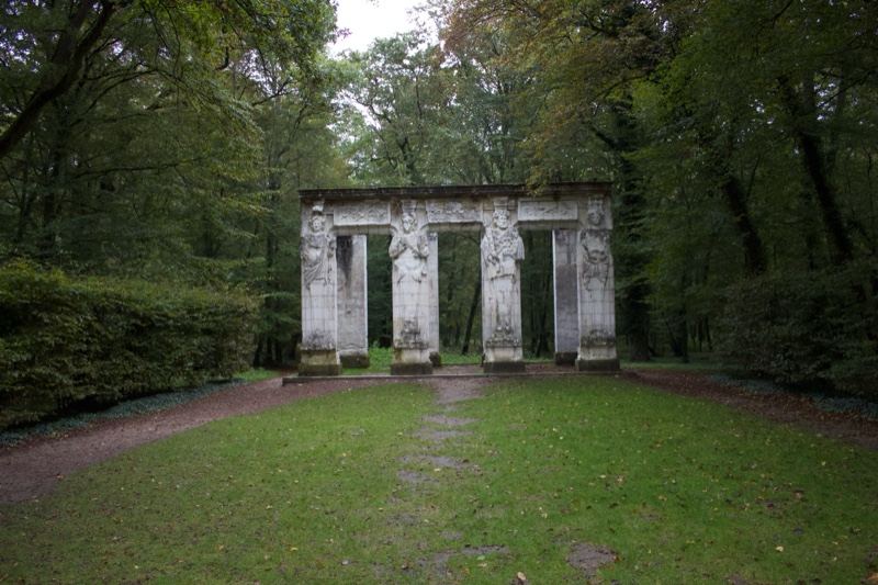 Stone Ruin Archway in Wooded Park