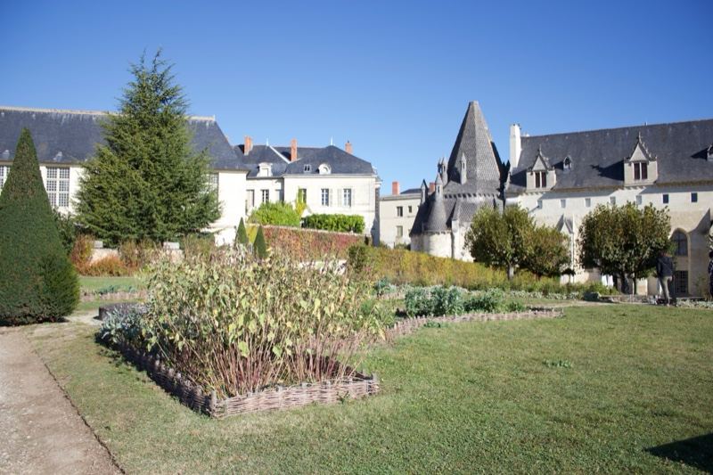 Historic courtyard garden with manor buildings