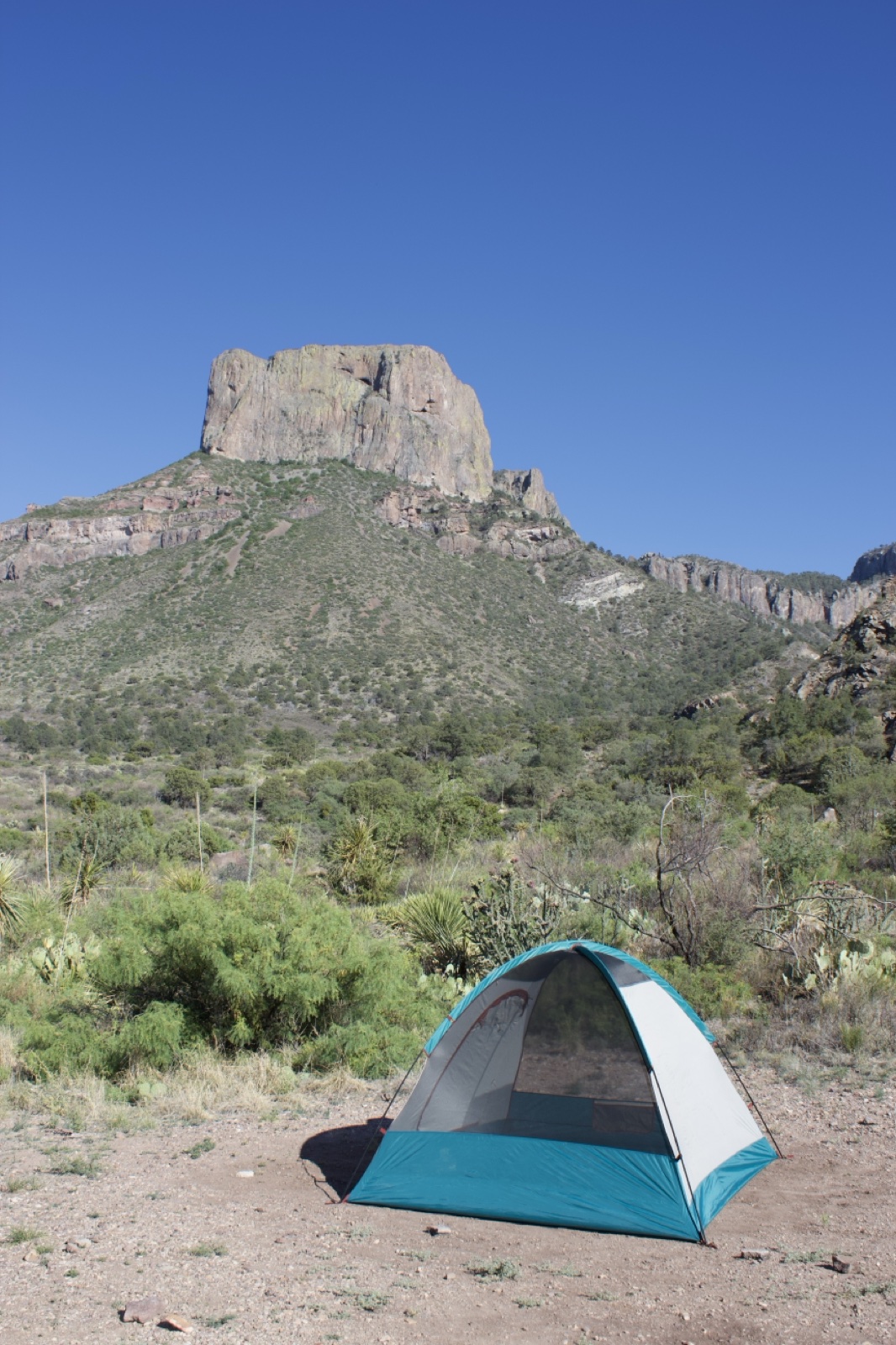 Camping Tent Under Desert Mountain