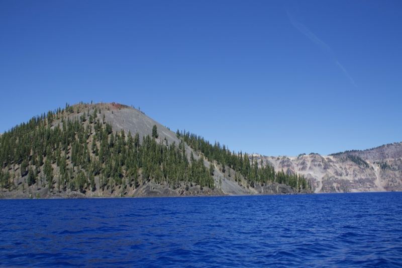 Crater Lake with Forested Volcanic Hill