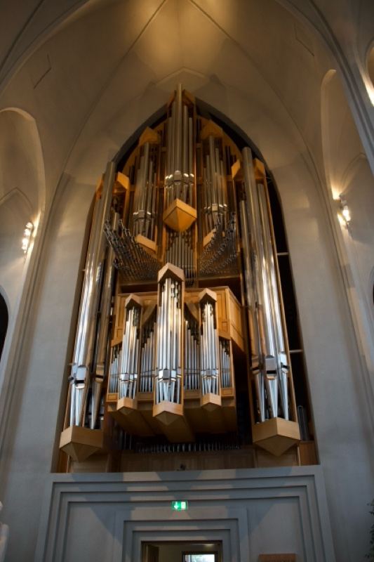 Pipe Organ in Gothic Church Interior