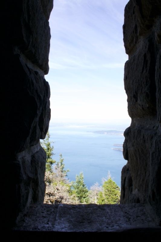 Sea View Through Stone Window