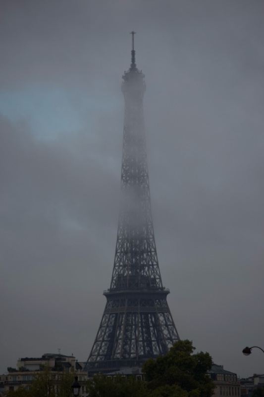 Eiffel Tower Shrouded in Fog