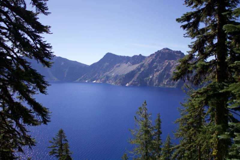 Crater Lake View Through Pines