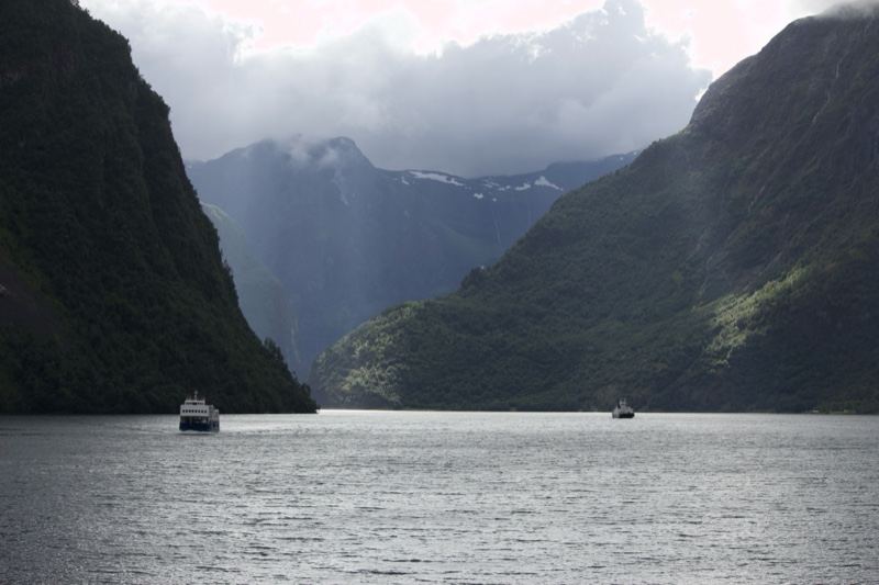 Fjord Valley with Sunbeams and Boats