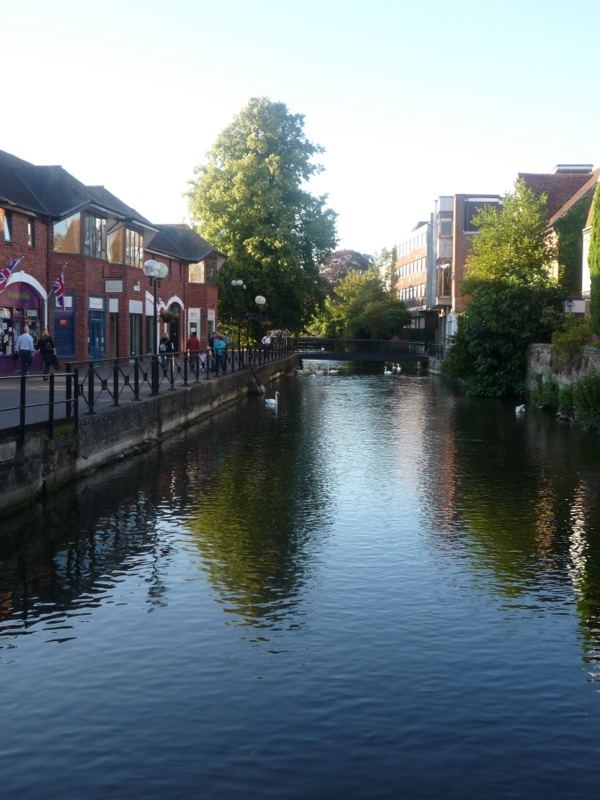 Urban Canal With Red Brick Buildings