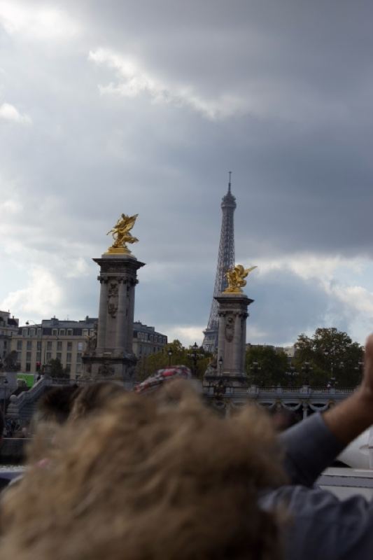 Eiffel Tower Through Bridge Statues Paris