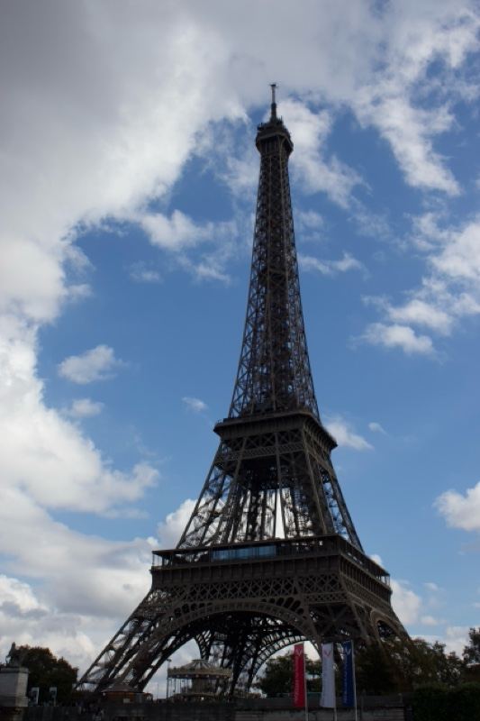 Eiffel Tower Under Partly Cloudy Sky