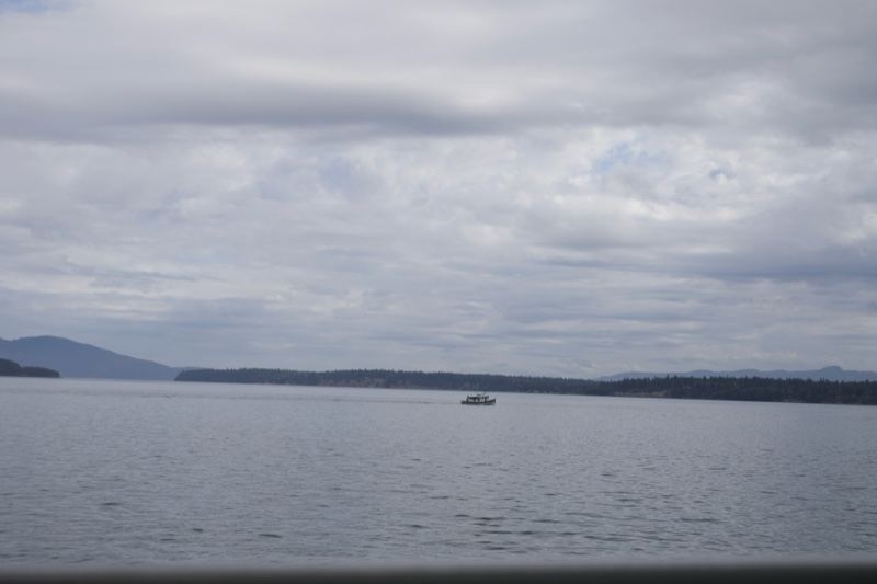 Overcast Sea With Distant Shoreline