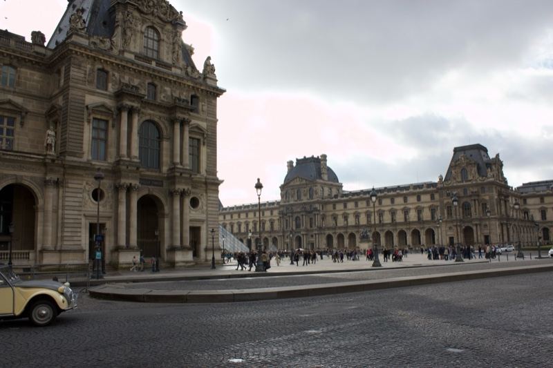 Louvre Museum Facade Paris Overcast Day
