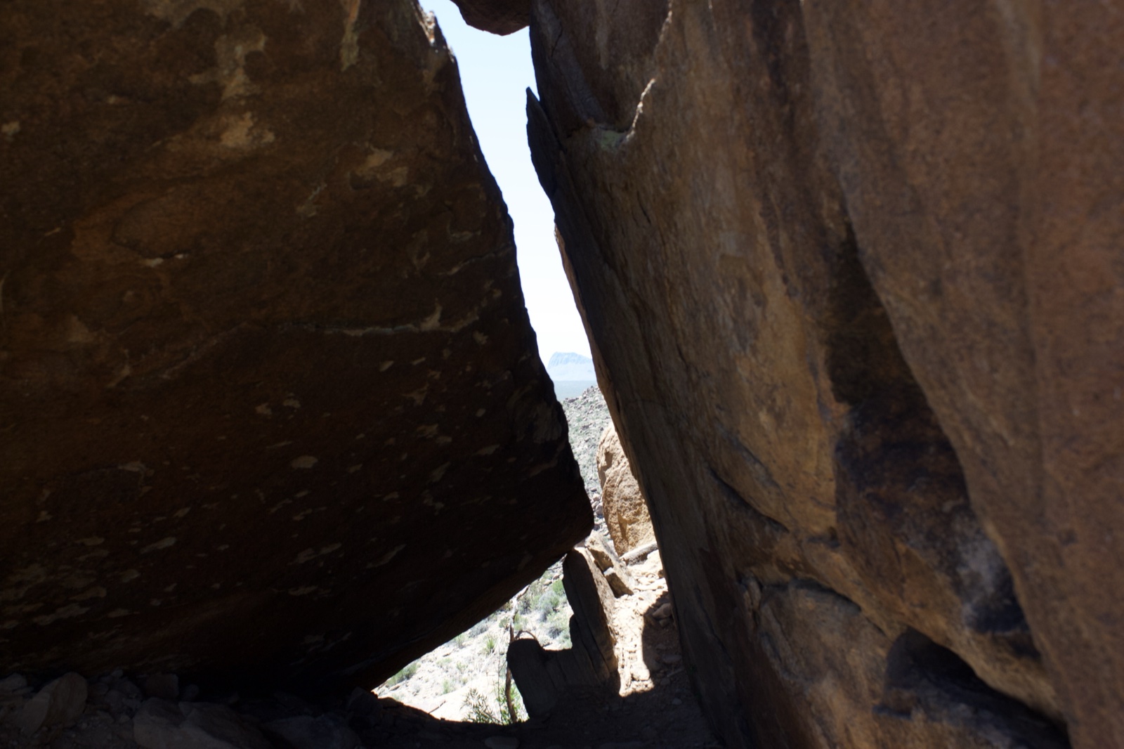 Narrow Rock Crevice Between Boulders