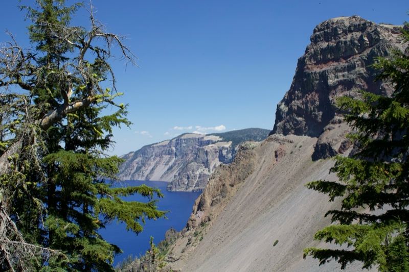 Crater Lake Rim View with Pine Trees