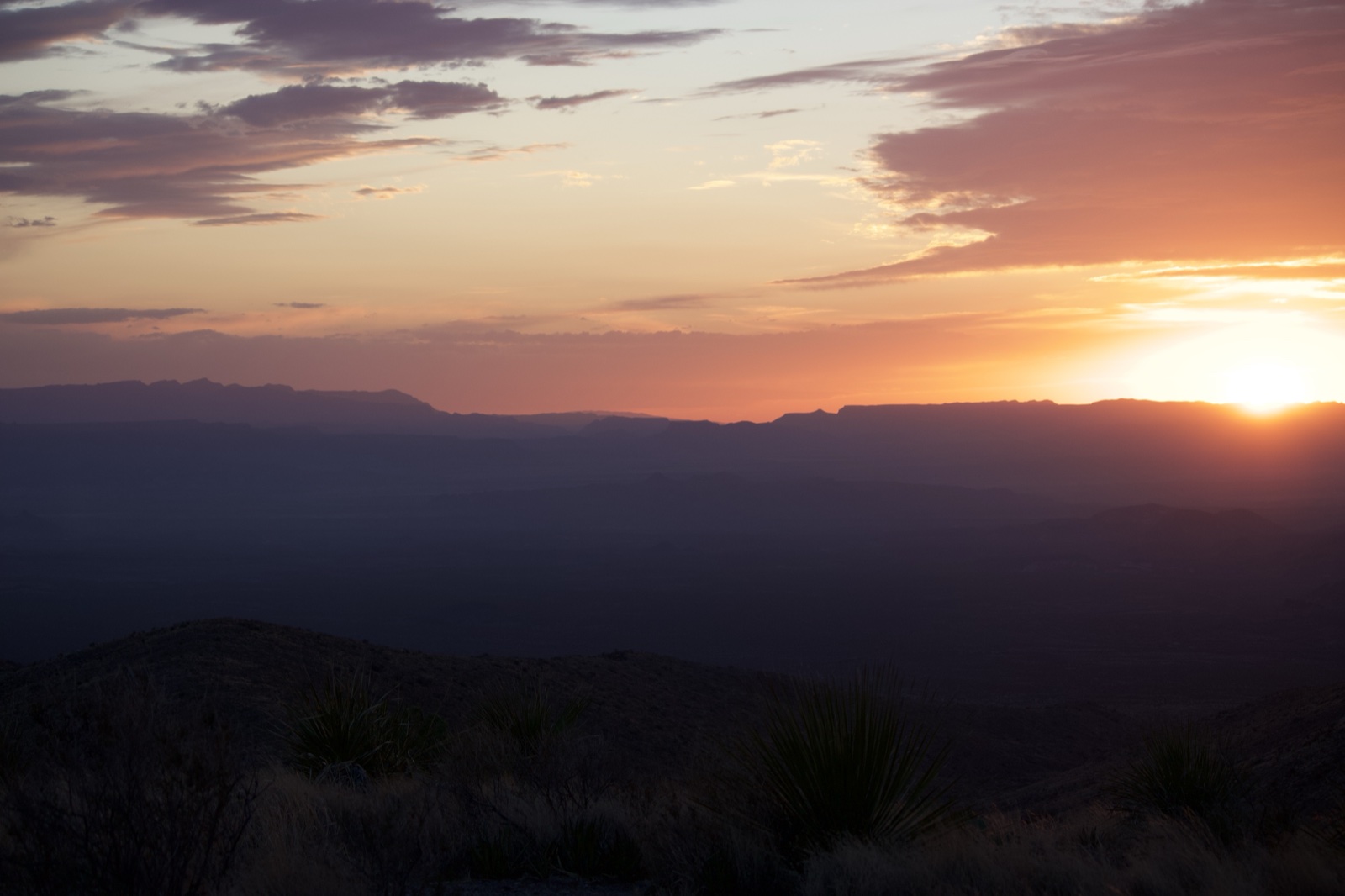 Desert Sunset Over Mountain Range