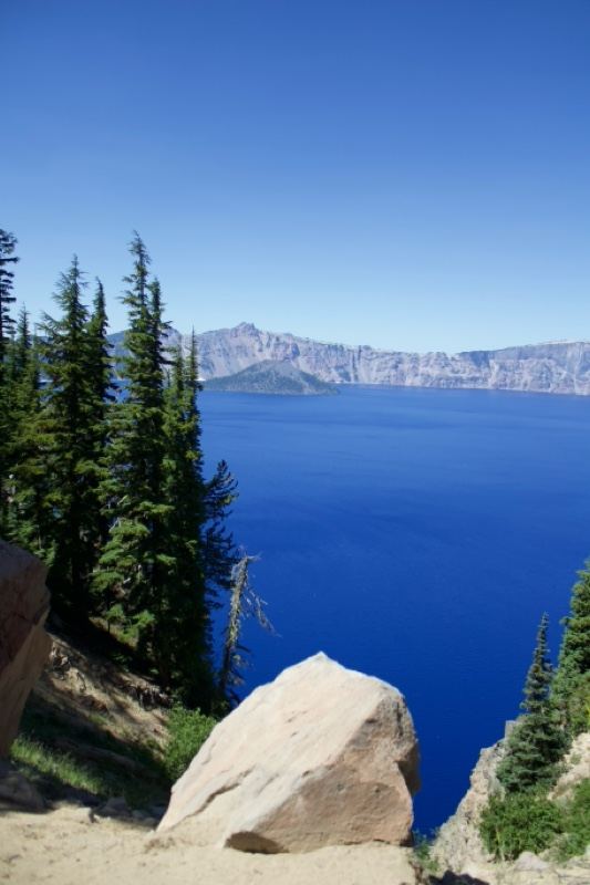 Crater Lake Vista with Blue Water