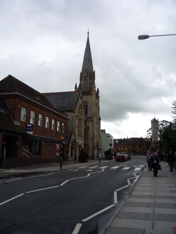 Street View With Gothic Church Spire