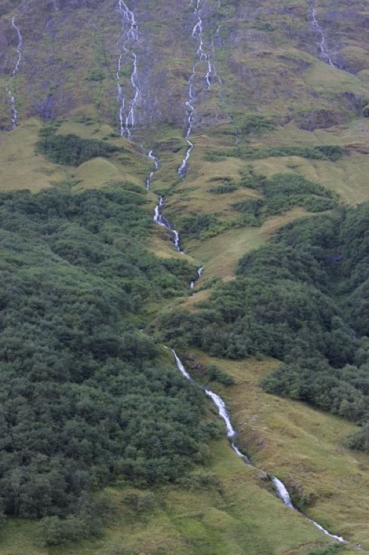 Mountain Valley Waterfalls Aerial View