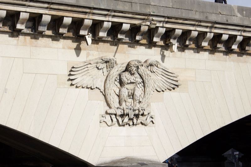 Winged figure relief on Paris bridge