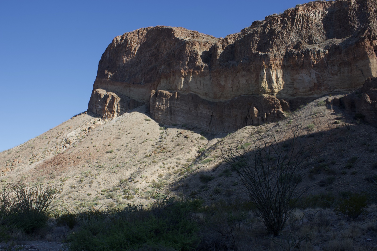 Desert Cliff Under Clear Blue Sky