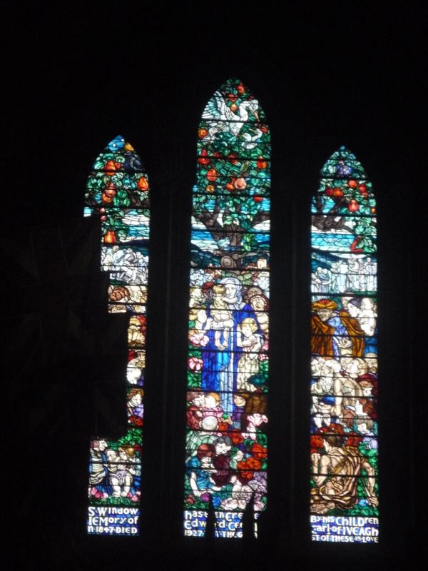 Gothic stained glass lancet windows