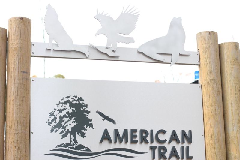 American Trail Sign With Wildlife Silhouettes