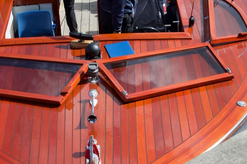 Polished Wooden Boat Deck Detail