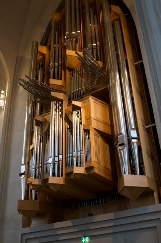 Pipe Organ in Church Interior
