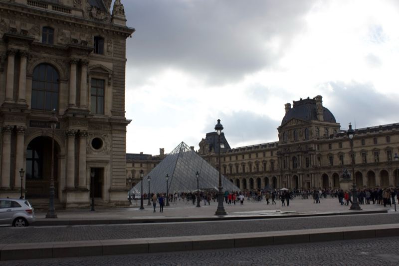Louvre Museum Courtyard with Glass Pyramid