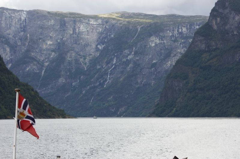 Norwegian Fjord with Flag