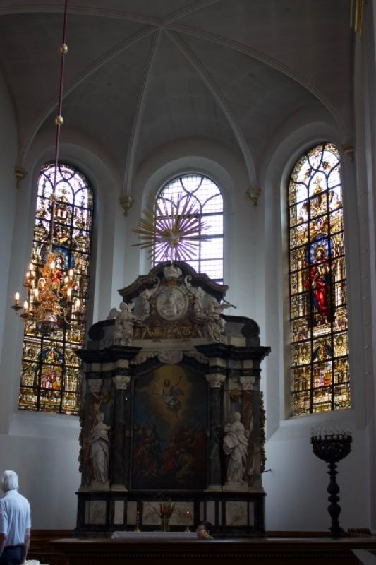 Gothic Church Altar with Stained Glass