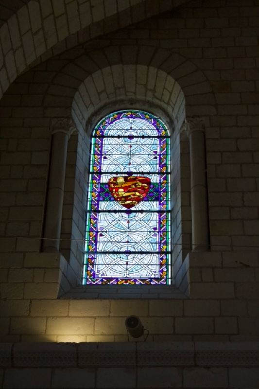 Stained Glass Window in Brick Church