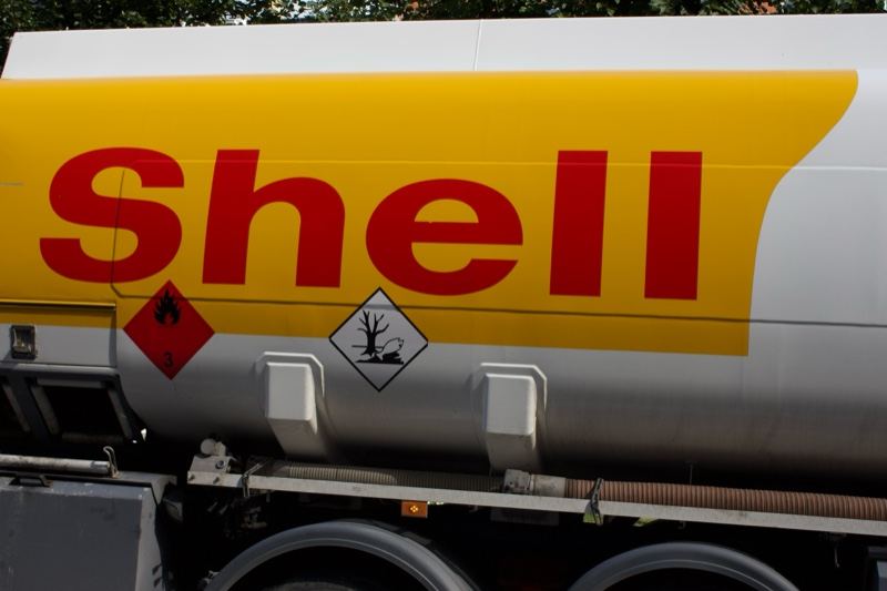 Shell fuel tanker close-up