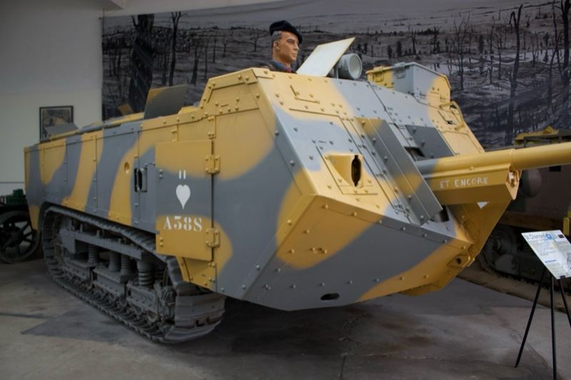 Camouflaged Tank in Museum Display