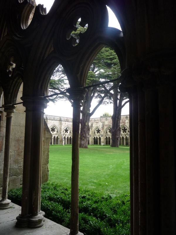 Gothic Cloister Arches Over Garden