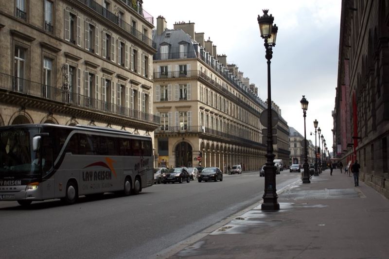 Paris Haussmann Avenue with Bus