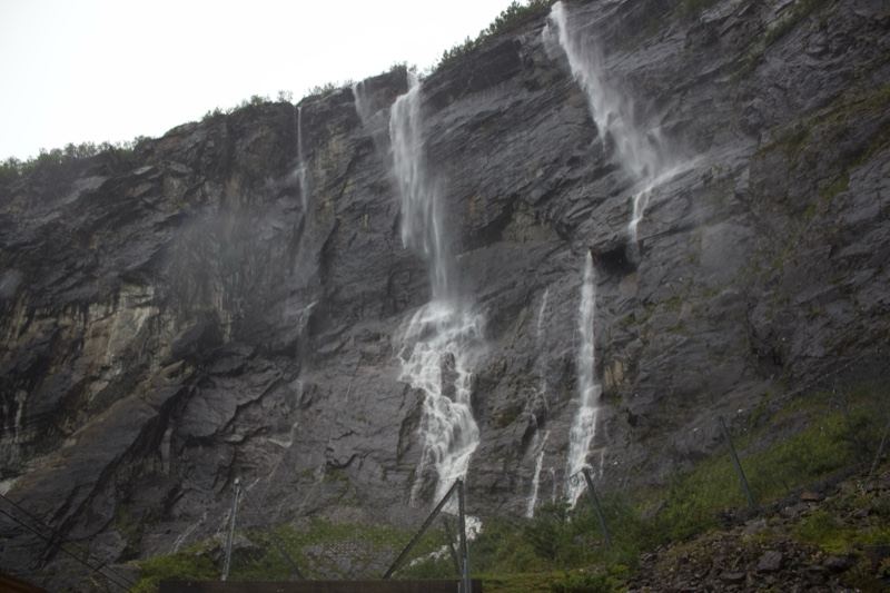 Waterfall Cascading Down Rocky Cliff