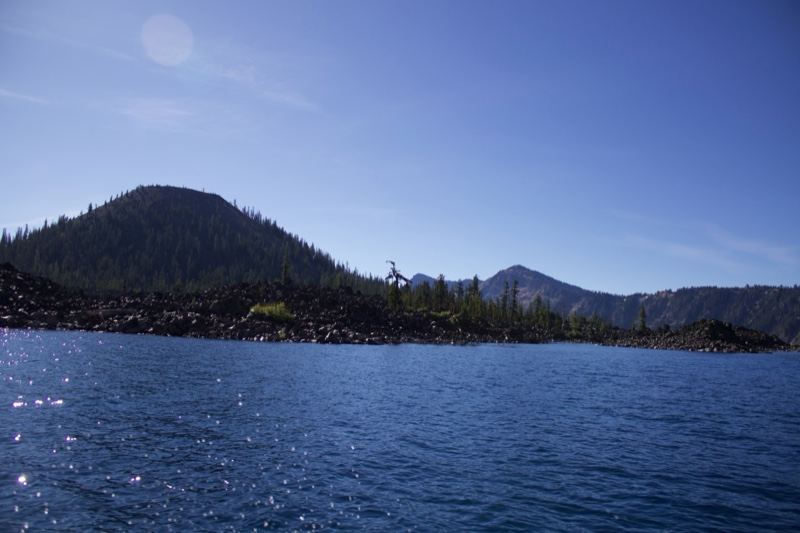 Lake with Volcanic Mountain View