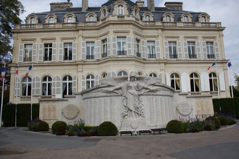 Grand Chateau with Fountain Sculpture