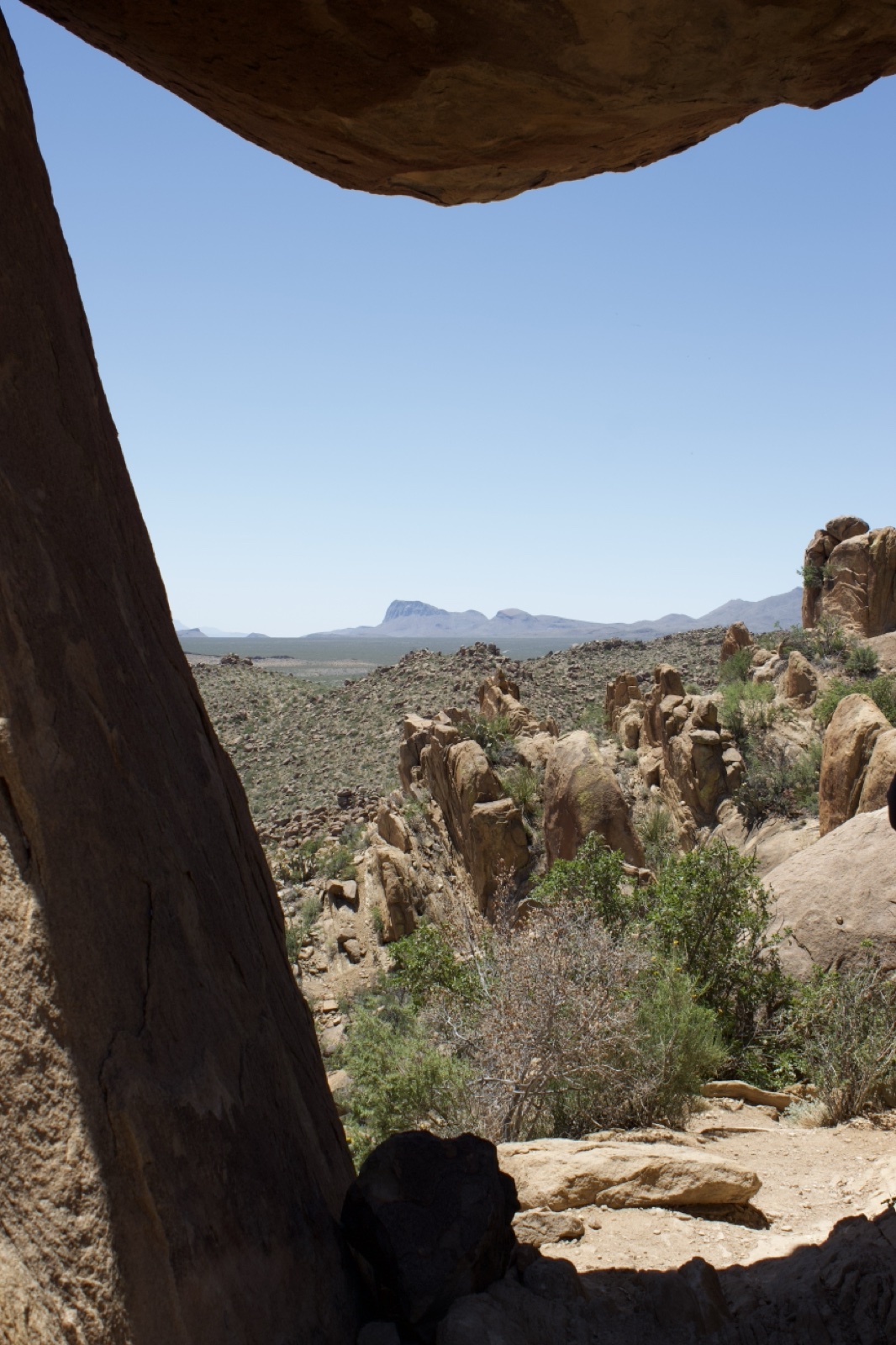 Desert rock formation framing landscape