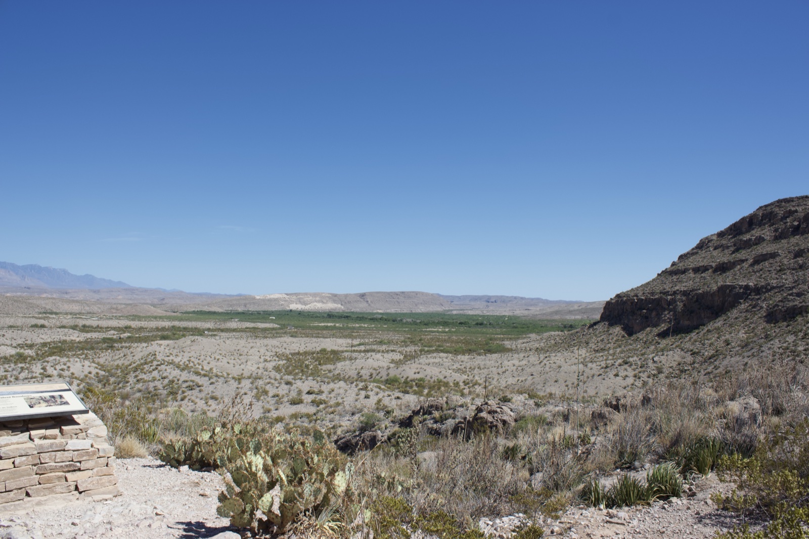 Desert Valley Overlook Under Clear Sky